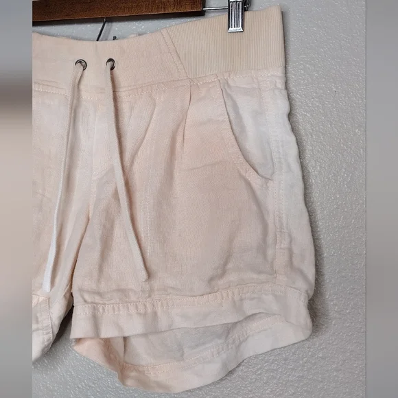 Athleta Women's 100% Linen Peach White Shorts - Picture 4 of 14